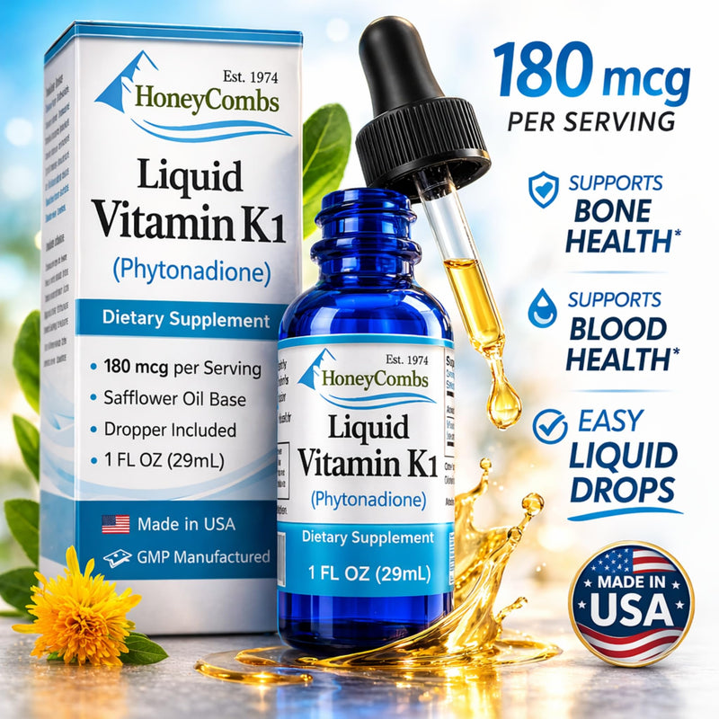 Vitamin K1 Liquid Drops, 1 oz | Safflower Oil, For Newborns and Adults, Oral Phytonadione Supplement, Made in USA 1 Ounce (Pack of 1)