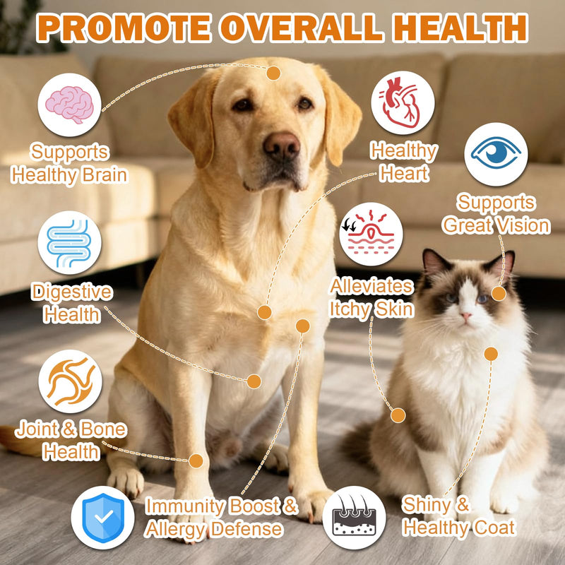 Wild Alaskan Salmon Oil for Dogs & Cats, Fish Oil Omega 3 Supplements with EPA & DHA, Support Skin & Coat, Itchy Relief, Immune, Joints & Heart Health, 8 oz