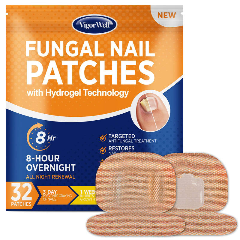 Toenail Fungus Treatment Extra Strength - (Medium) 32 Nighttime Hydrogel Patches for Overnight Toenail Repair - Visible Results in 8 Hours - Fungal Nail Patches for Toenail Fungus Relief 32 Count (Pack of 1)