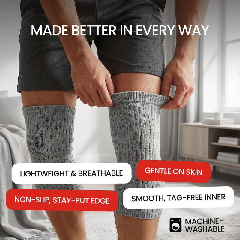 Elastic Cotton Knee Warmers, Knee Sleeves for Men and Women - Circulation Support and Joint Pain Relief, Arthritis Aid, One Pair, Made in Japan - BeesActive Australia