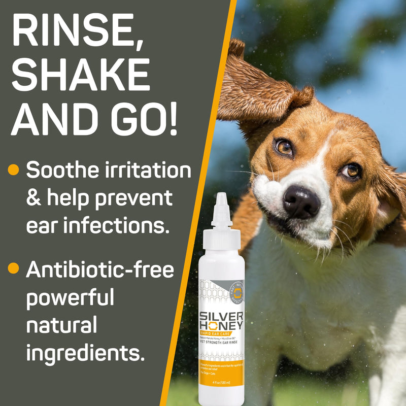Absorbine Silver Honey Rapid Ear Care Vet Strength Ear Rinse, 4oz, Manuka Honey & MicroSilver BG, Safe for Dogs & Cats - BeesActive Australia