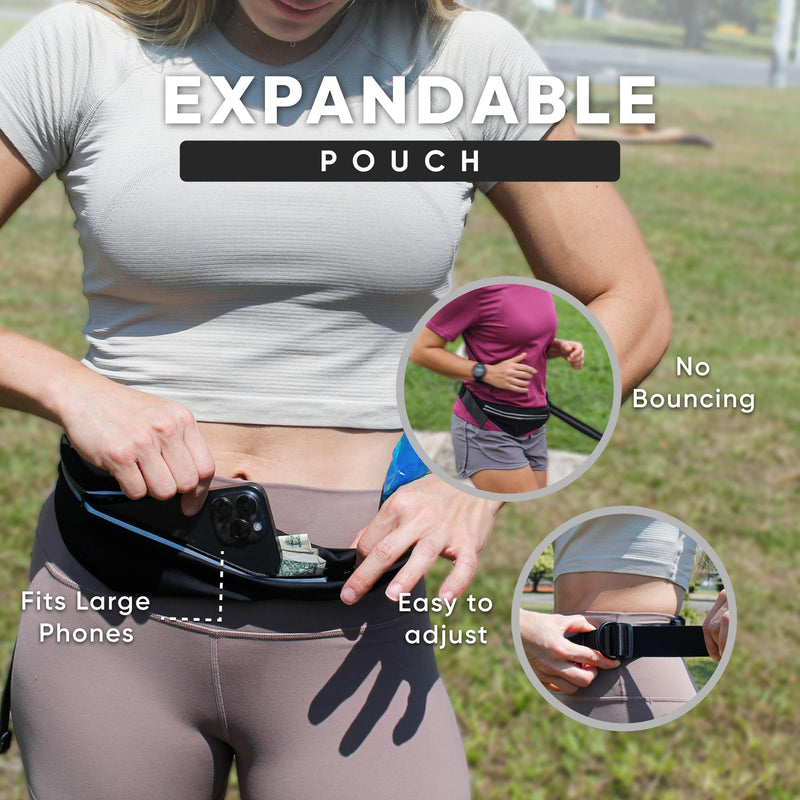 Bond Dog Running Leash Hands Free with Pouch, Hands Free Leash for Large Dogs, Pet Lead Running Belt for Walking & Canicross Belt, Includes Waist Jogging Fanny Pack & Pet Car Seat Belt Safety Medium Black