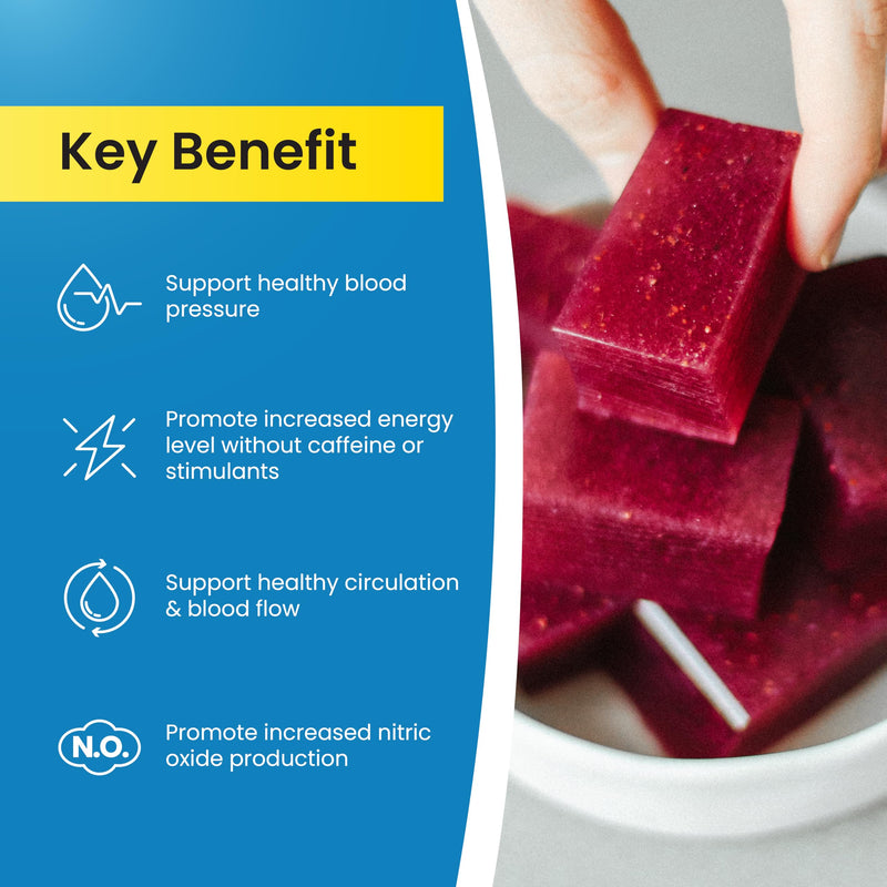 Beet Chews Dietary Supplement - Heart Healthy Chews - Blood Pressure Support and Energy - Sugar Free (60 Count)