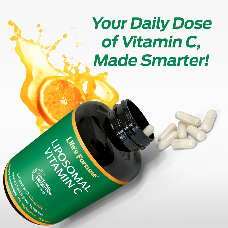 Life's Fortune Liposomal Vitamin C 2100 mg, Fast Acting Absorption, Higher Bioavailability Supporting Immune System, High Antioxidant Supplement Formula – Collagen Booster – 180 Capsules