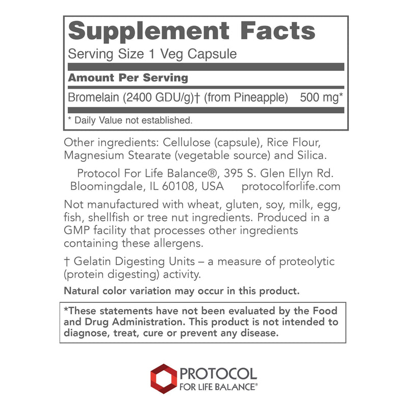 Protocol Bromelain - 500mg Capsules - Protein Digestive Enzyme - Supports Healthy Digestion* - Digestion Supplement - Vegan & Kosher - 90 Veg Capsules - BeesActive Australia