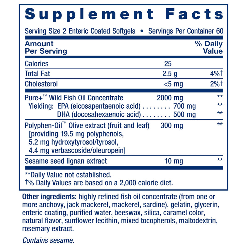 Life Extension Super Omega-3 EPA/DHA Fish Oil, 120 Softgels | Sesame Lignans & Olive Extract, Heart & Cognitive Health, Triglyceride & Lipid Support, Enteric-Coated, Gluten-Free & Non-GMO 120 Count (Pack of 1)