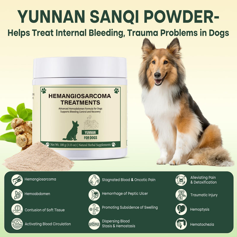 Quick Stop Bleeding for Dogs, Yunnan Sanqi Hemostatic Powder for Dogs Natural Herbal for Ulcer-Related Bleeding, Bloody Stools, Hemangiosarcoma, Pericardial Effusion, Hemoabdomen, Cancer Bleeding 100g