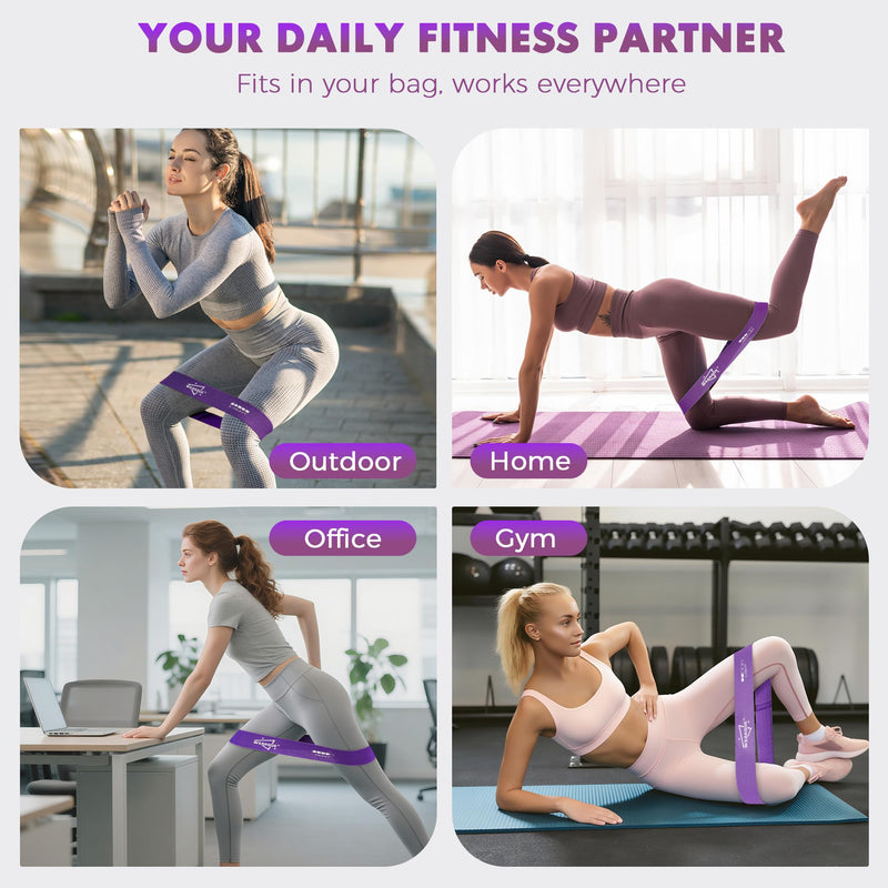 WSAKOUE Fabric Resistance Bands for Working Out – 5 Booty Bands for Women & Men, Exercise Workout Bands for Legs, HIPS & Glutes – Ideal for Home Fitness, Yoga, Pilates & Rehab Purple