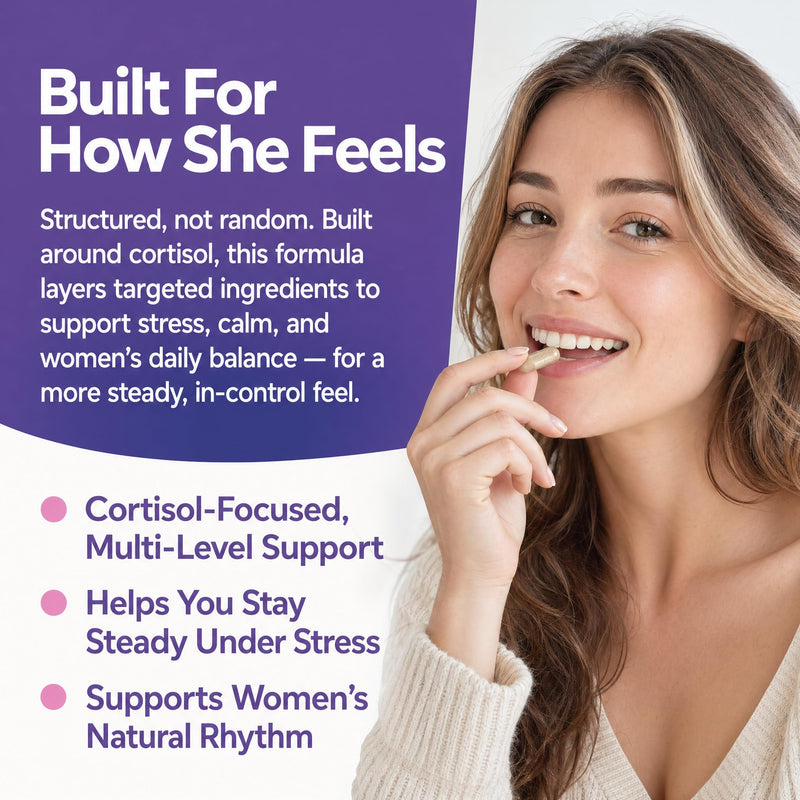 Cortisol Support for Women with Vitex, Ashwagandha & L-Theanine, 90 Caps | Hormone Balance, Calm Mood & Stress Support with Magnesium Glycinate, Saffron & Phosphatidylserine; Vegan, Made in USA