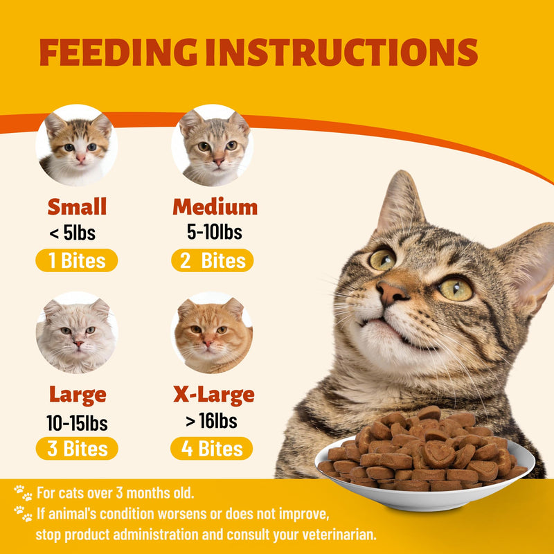 220g L-Lysine for Cat Chews with Vitamins and Supplements - Omega 3,Multivitamin,Taurine for Cat & and Kittens Treats - Immune,Respiratory,Eye Health - Chicken Flavor