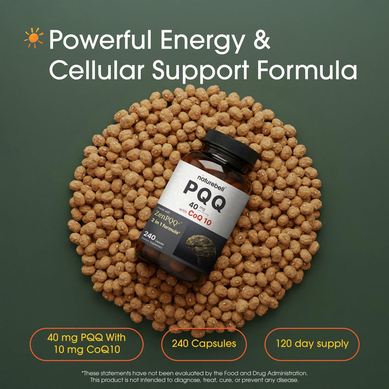 NatureBell PQQ 40mg with CoQ10 10mg, 240 Capsules