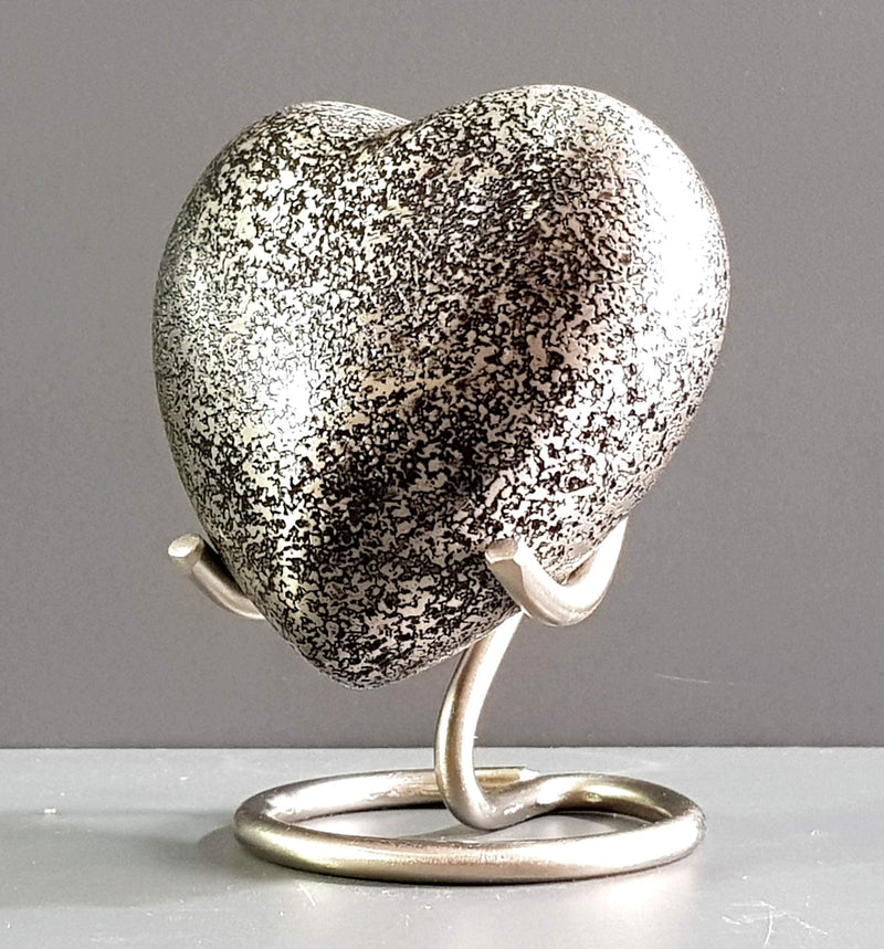 eSplanade Mini Heart Shaped Metal Cremation Keepsake Memorials | Small urn with wave pattern and stand for ashes | | Multicolor - 2.75 inch (Silver) Silver - BeesActive Australia