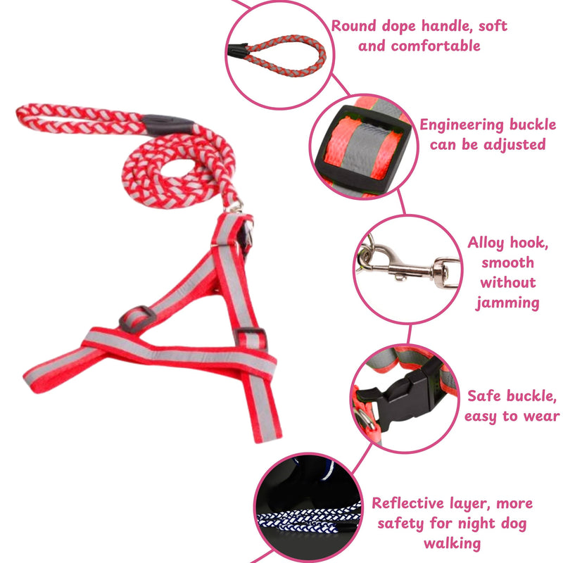 Miniature Pig Harness Leash with Christmas Scarf Set, Mini Pig Harness and Leash, Micro Pig Harness, Pigs Walking Harnesses and Leashes, Training Accessories for Small Hog Piggy Goats Dogs (Red, S) Red - BeesActive Australia