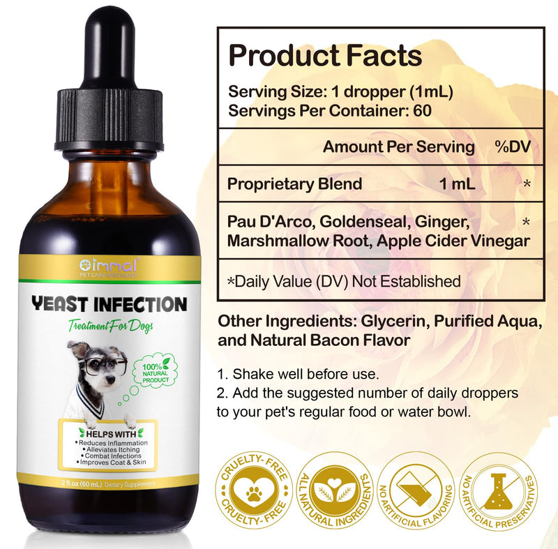 Yeast Infection Treatment for Dogs, Dog Ear Infection Treatment, Yeast for Itchy Dog Skin Relief, Allergy Relief, Soothe Itchy Paws, Eyes, Ears, Skin