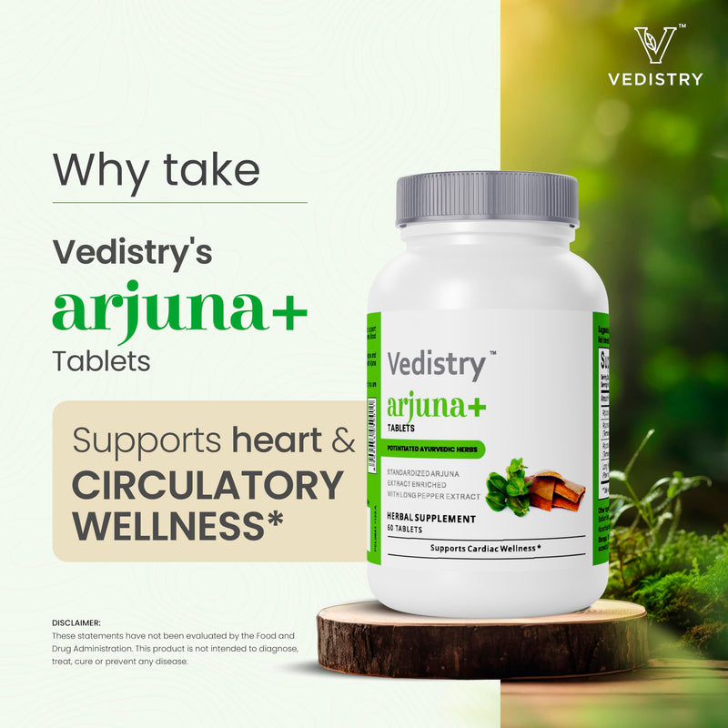 Arjuna+ Bark Extract Supplement | 1100mg Arjuna Tablets with Long Pepper for Heart Health & Blood Pressure Support | Organic Herbal Cardiovascular Supplement | 60 Vegan Tablets