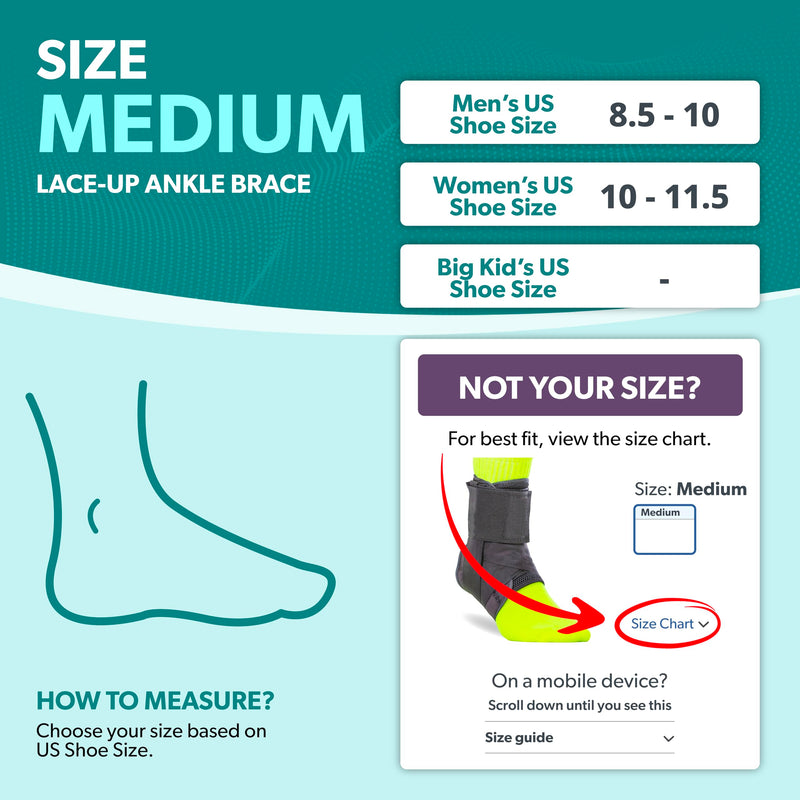 BraceAbility Sports Ankle Brace - Best Lace Up Figure 8 Sprained, Rolled or Twisted Treatment Active Support Wrap Stabilizer Splint for Basketball, Volleyball, Soccer, Working Out, Running Pain (M) Medium