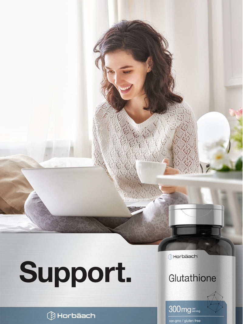 Horbäach Glutathione 300mg | 60 Capsules | Reduces Form | Non-GMO & Gluten Free Supplement