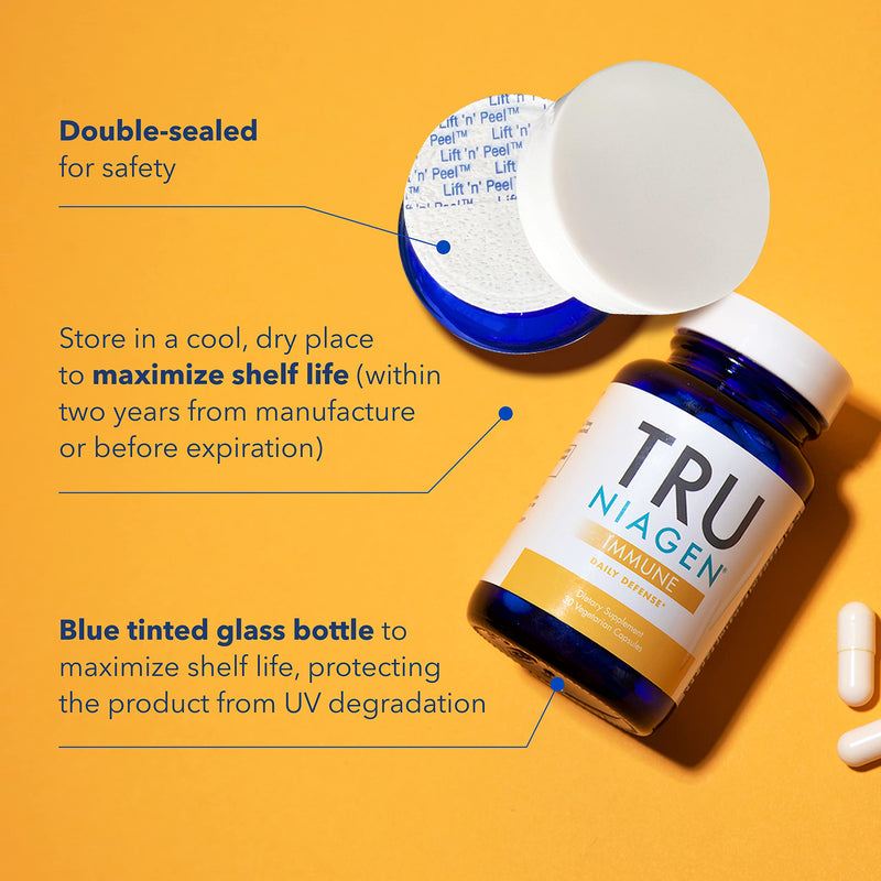 TRU NIAGEN Immune Support Supplement - Daily Defense - Vitamin C from Fermentation, Vegan Vitamin D3 2000 IU, Zinc, Plus Theracurmin (Curcumin) + Multi Award-Winning NAD Boosting Niagen 150mg 30ct 30 Servings (Pack of 1)