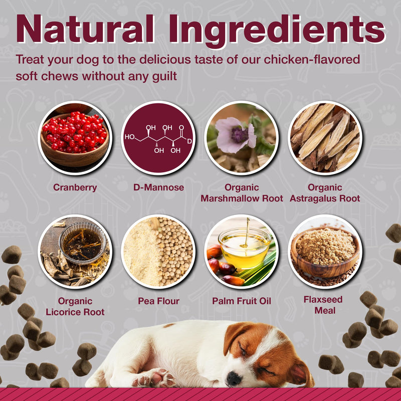 Cranberry Supplements for Dogs| Urinary Tract & Bladder Support| D Mannose & Antioxidants for Support| 120 Veterinarian Formulated Soft Chews| Up to 4-Month Supply Chicken 120 Count (Pack of 1)