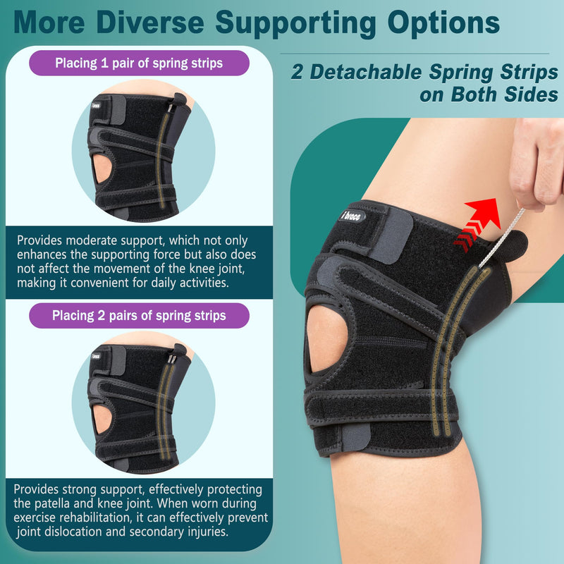 Compression Knee Brace, Non-Slip Patella Support with Double Adjustable Straps, Suitable for Patellar Tendinitis, Arthritis, Meniscus Tear, Unisex, Black Small - BeesActive Australia