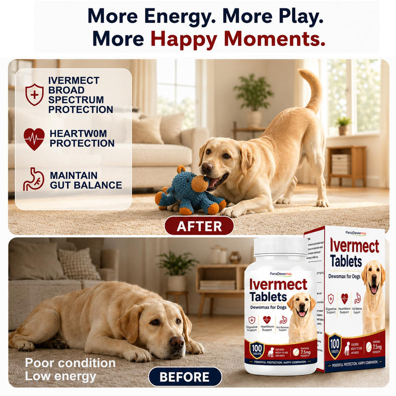 lvermect for Dogs Broad Spectrum Dewomax for Canine Heart Wellness and Gut Health Detox, Promotes Immune & Digestive (100 Count)