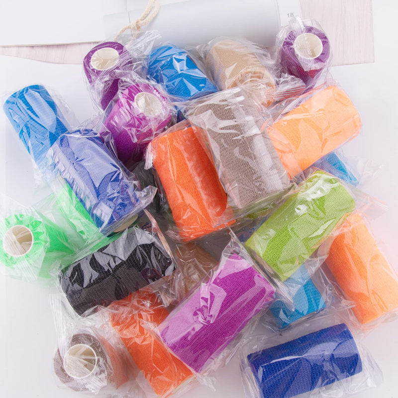 BQTQ 24 Rolls Self Adherent Wrap 4 Inch Self Adhesive Bandages Wrap Stretch Bandage Tape Self Stick Bandage Wraps for Wrist Ankle Swelling Sprains(12 Colors) Rainbow Color - BeesActive Australia