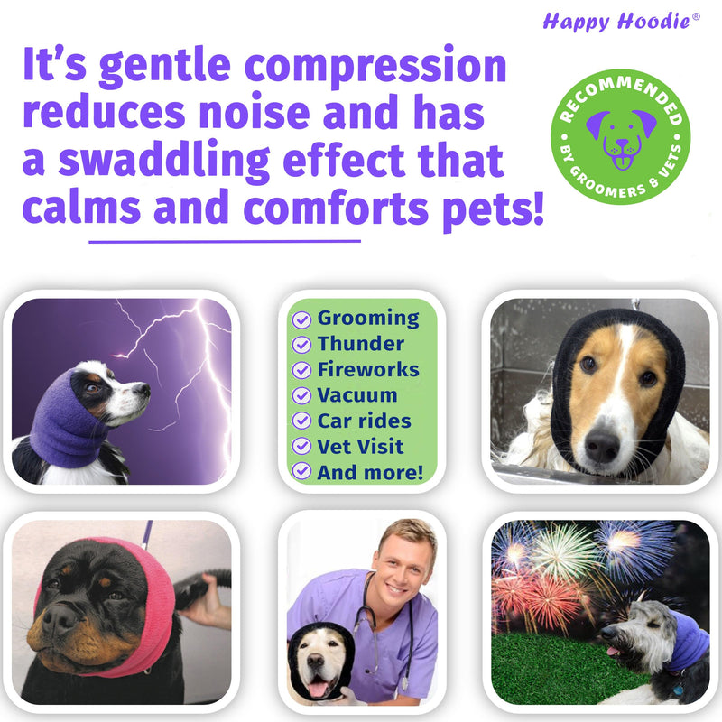 Happy Hoodie The Original Dog & Cat Calming Band - American Brand - Anxiety Relief/Noise Protection-Grooming-Thunder-Fireworks (Large, Blue) - Since 2008 Large