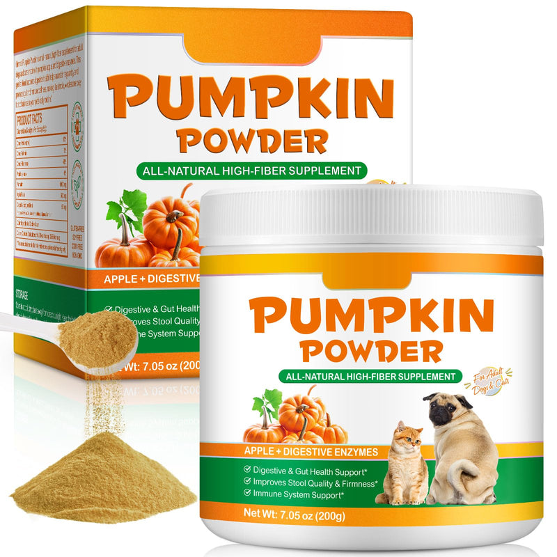 Pumpkin Powder for Dogs - Rich in Prebiotics & Fibre for Dogs | Dog Pumpkin Powder Promotes Intestinal Health | Apple+6 Complex Digestiveenzymes | Pumpkinn Powderr for Cats or Dog - 200g