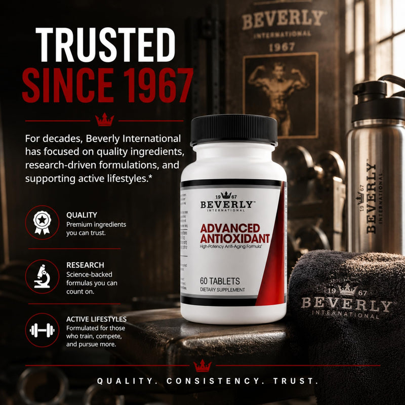 Beverly International Advanced Antioxidant, 60 Tablets | High Potency Anti-Aging Formula, Wellness & Recovery, Powered by Vitamins A, C, E & Selenium, Combat Cell Oxidation