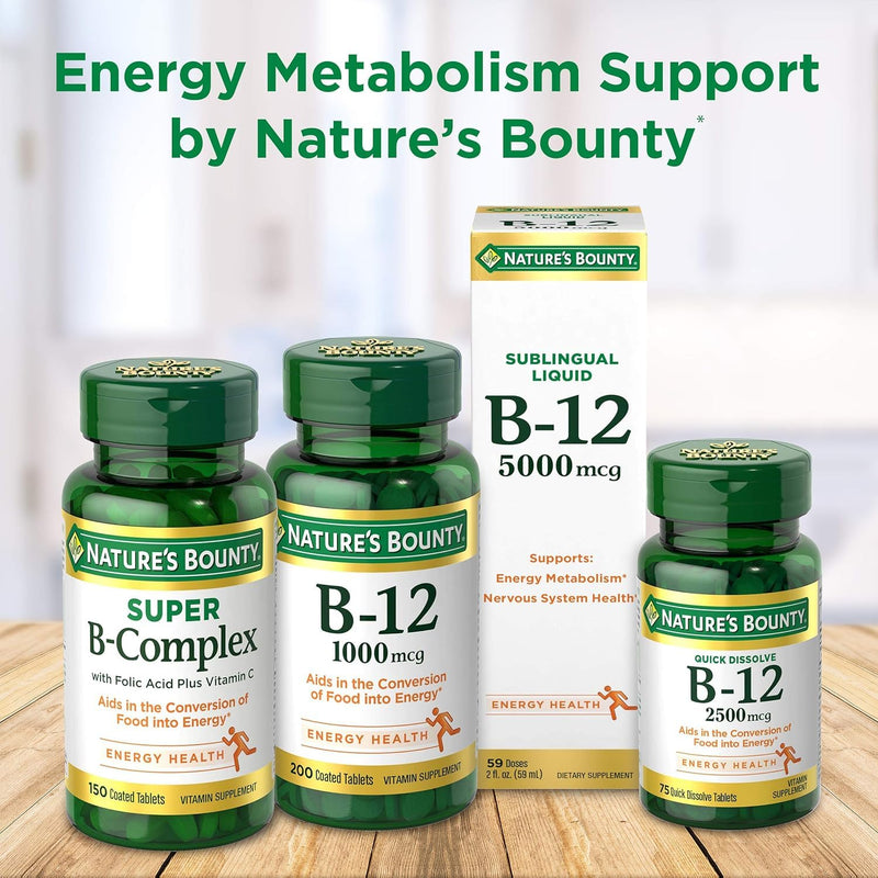 Nature’s Bounty Vitamin B-12 500 mcg, 100 Count (Pack of 2) 200 Count (Pack of 1)