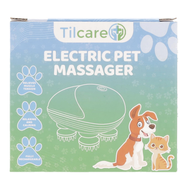 Tilcare Handheld Pet Massager for Dogs and Cats Electric Cat and Dog Massage Tool - Head and Back Scratcher for Relieving Tension, Tight Muscles and Stiffness with Four Rotating Massage Heads - BeesActive Australia