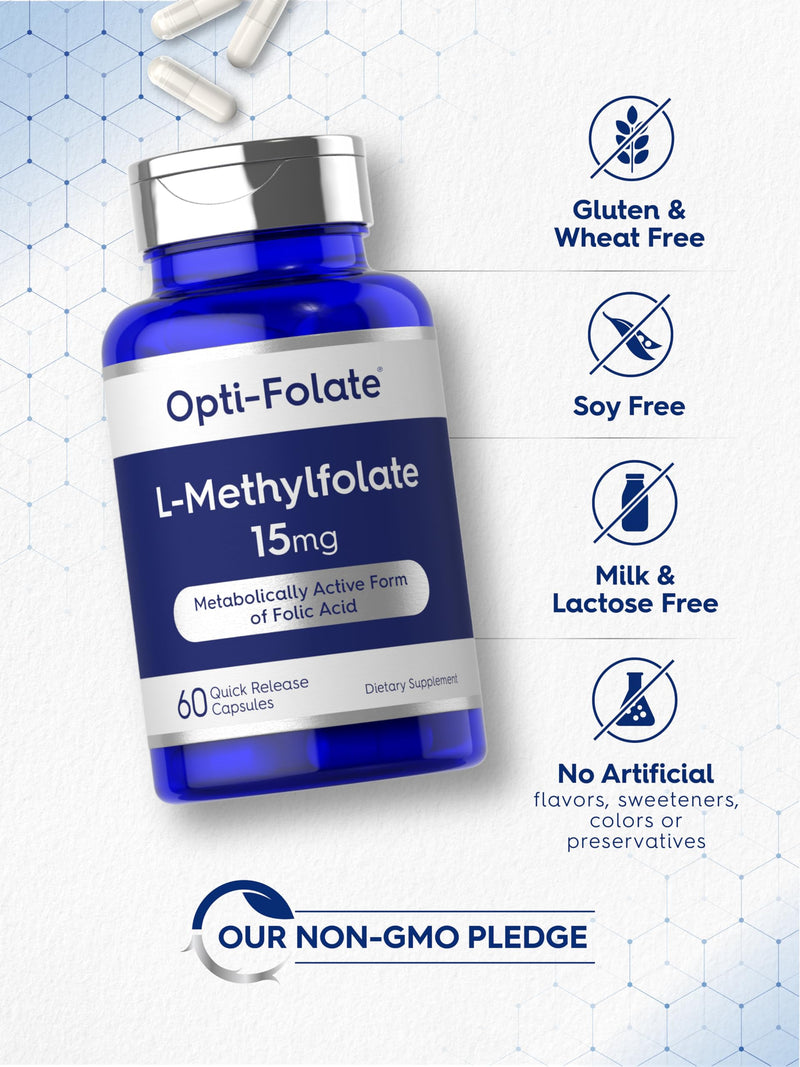 Carlyle L Methylfolate 15mg | 60 Capsules | Max Potency | Optimized and Activated | Non-GMO, Gluten Free | Methyl Folate, 5-MTHF | by Opti-Folate 60 Count (Pack of 1)