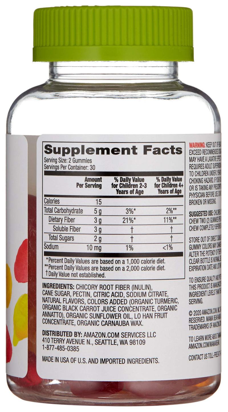 Amazon Brand - Mama Bear - Kids Fiber Gummies - Supports Digestive Health, Orange, 60 Count 60 Count (Pack of 1) - BeesActive Australia