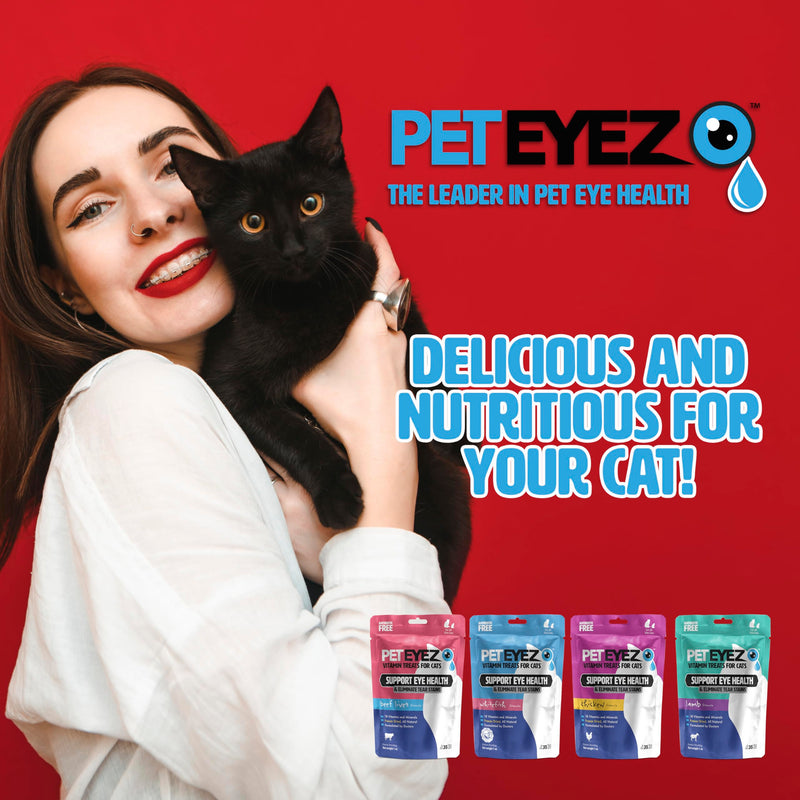 PetEyez Freeze Dried Cat Treats Tear Stain Remover, All-Natural Freeze Dried Beef Liver Treats with Vitamin & Minerals That Help Fights Against Tear Stains in Eye, 1 Oz, 35 Count (1 Pack)
