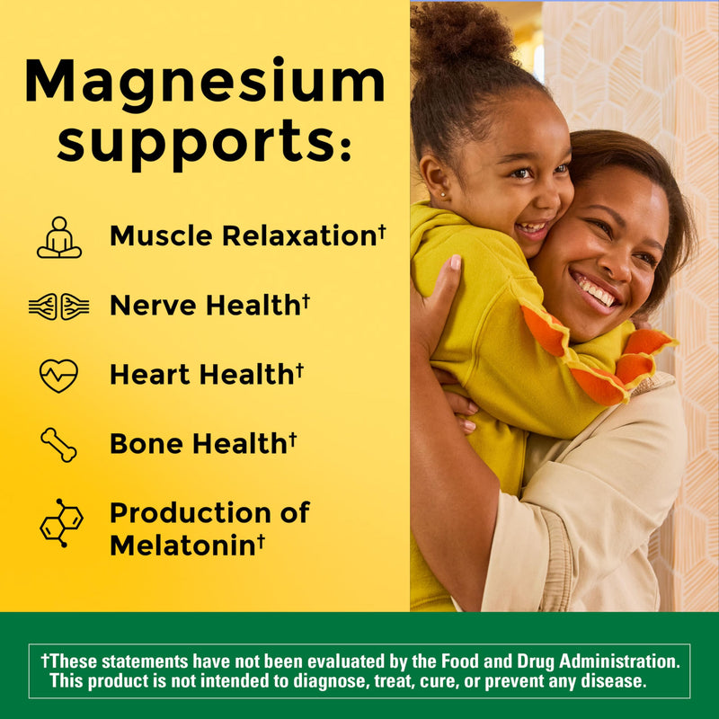 Nature Made Magnesium Glycinate 200 mg per Serving, 60 Capsules | High Absorption Magnesium Supplement for Muscle, Heart and Bone Support, Magnesium Bisglycinate Capsules, 30 Day Supply 60 Count (Pack of 1)
