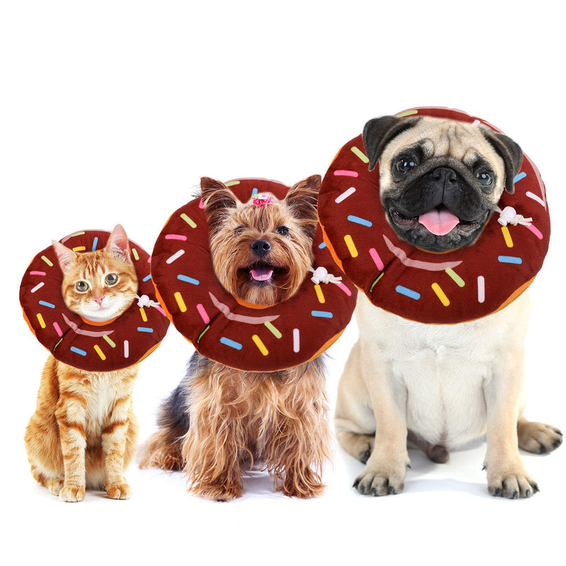 Xinzistar Neck Collar Cat Collar Soft Cat Protective Collar Anti Bite Safety Adjustable Protective Collar for Pets Cats Dogs Puppies Kittens (Brown Donut, M) - BeesActive Australia