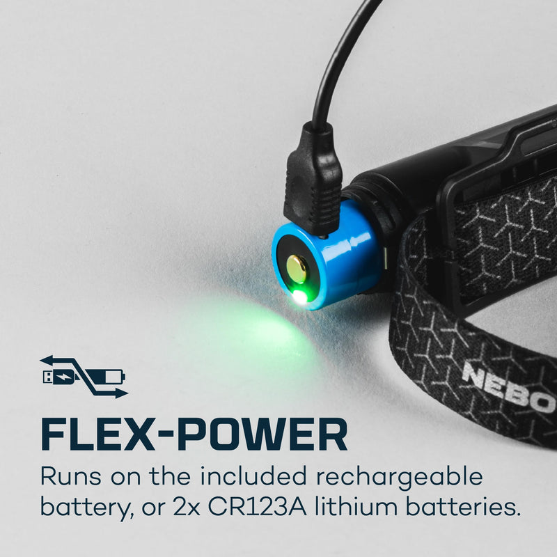NEBO Einstein Powerful 1000 Lumen Headlamp with Flexpower, Compact Low-Profile Headlamp with 5 Light Modes, Black 1000 Lumens
