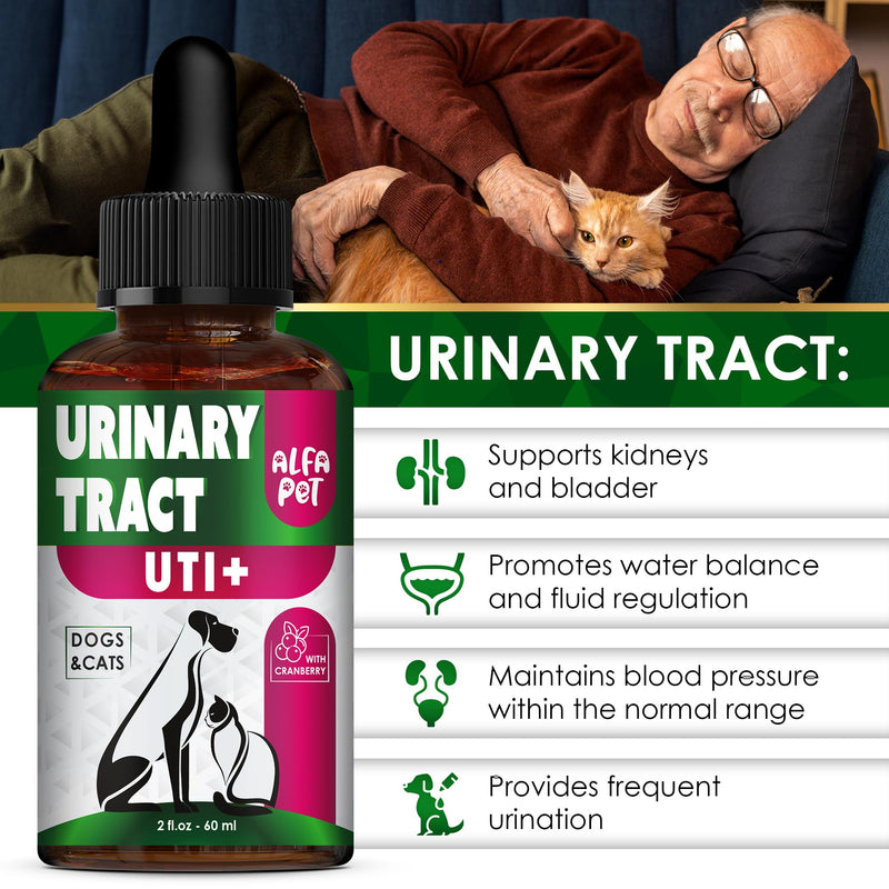 Сat Urinary Tract Infection Treatment with Cranberry – Dog UTI Treatment to Care for Bladder – Cat UTI Treatment for Kidneys – Preventive Support for Renal Health in Drops – 2 Oz - BeesActive Australia