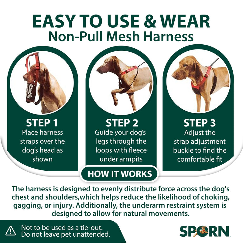 Sporn No Pull Dog Harness for Large Dogs, Red Mesh Dog Harness, Durable Nylon Dog Harness No Pull, Breathable & Easy Dog Body Harness, Dog No Pull Harness for Large Dogs Provides to Large Breeds Large/XL - BeesActive Australia