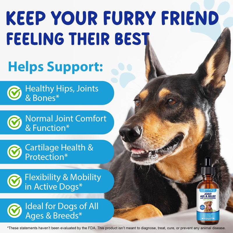Joint Aid & Relief for Dogs, Dog Joint Aid Liquid Drops, Promote Healthy Joints, Reduce Inflammation, Restore Cartilage - 60 ml