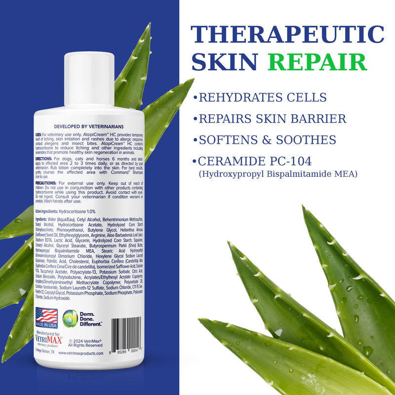 AtopiCream HC Leave-in 1% Hydrocortisone Conditioner Moisturizer for Dogs with Dry, Itchy Skin and Allergies, Pet Itch Relief, 8 oz - BeesActive Australia