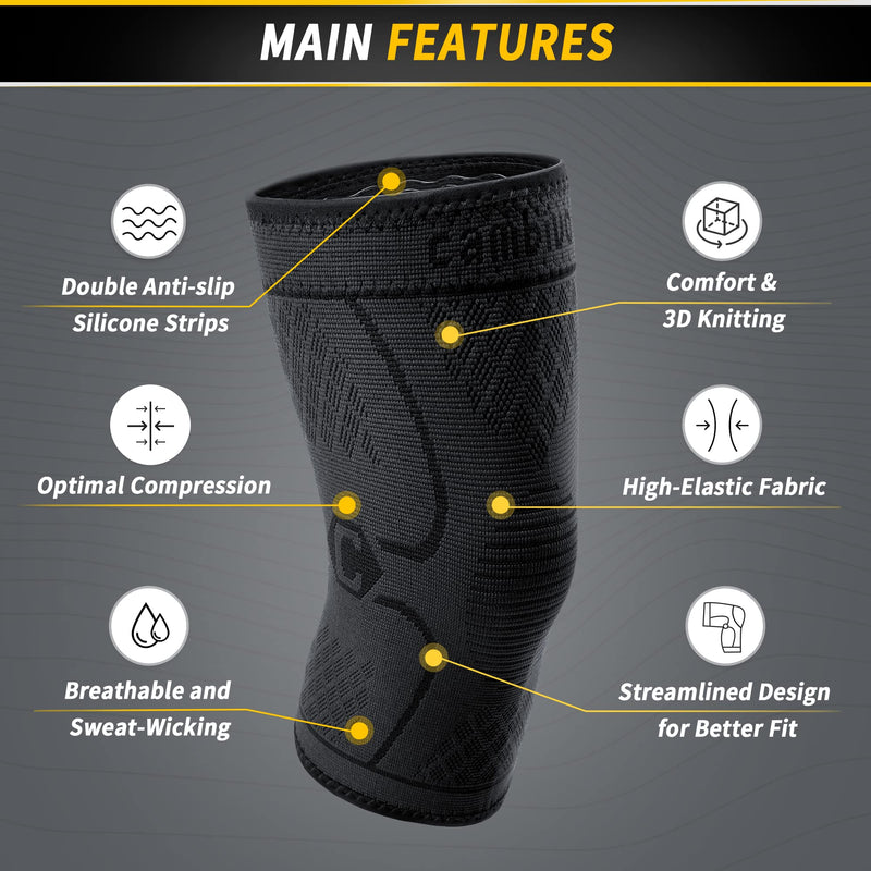 CAMBIVO 2 Pack Knee Brace, Knee Compression Sleeve Support for Men and Women, Knee Pads for Running, Hiking, Meniscus Tear, Arthritis,Joint Pain Relief (Black,Small) Small Black