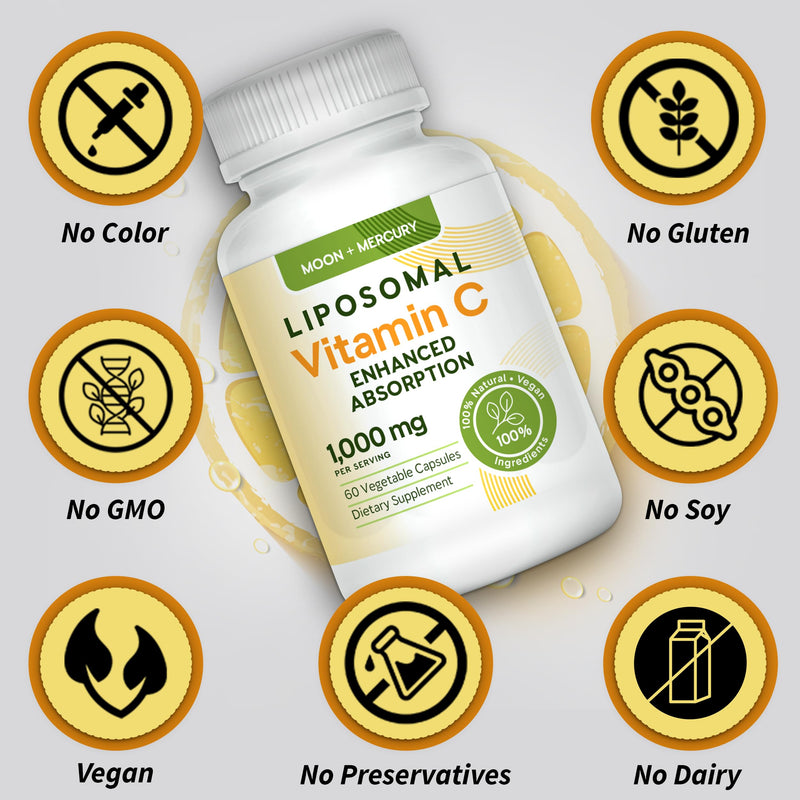 Liposomal Vitamin C Supplement, 1000mg, 60 Capsules | Lipid-based vitamin C formula with 1000mg per serving; 60 capsules, non-GMO and free from soy, gluten and dairy.