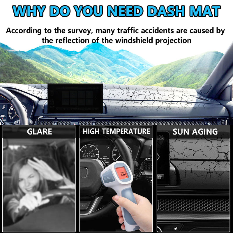 Dash Cover Mat for 2022-2024 2025 Jeep Compass Dashboard Cover Mat Dash Carpet Protector Custom Fit Center Console Cover Sunshade Protector Compass Accessories Pad No Glare (Black) for Compass 2022-2025