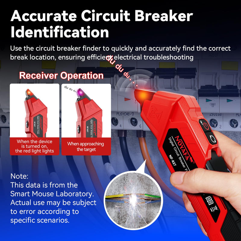 NOYAFA NF-827 Circuit Breaker Finder Tool with 3 Accessories &GFCI Outlet Tester, 90-120V AC Circuit Breaker Finder, Quickly Identify NCV Circuit Tester with Storage Case, Sensitivity Adjustment NF-827 + 3 Accessories