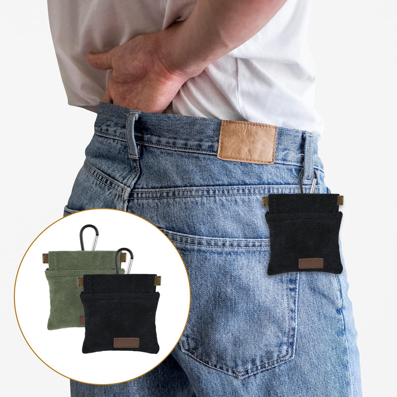 Dog Treat Pouch 2Pcs Portable Puppy Dog Training Bag Cotton Fabric Hand Free Dog Walking Bag with Carabiner Auto Closing Dog Walking Bag for Puppy Travel or Outdoor Use （Black & Green） - BeesActive Australia
