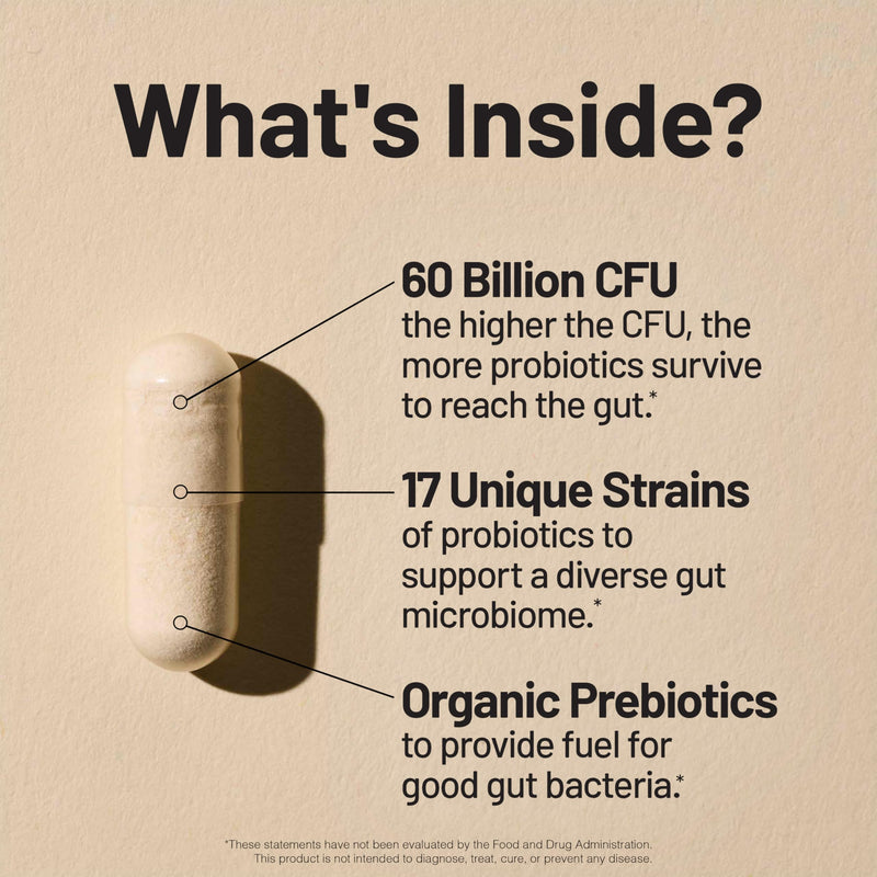 NatureWise Probiotics 60 Billion CFU - 17 Strains + Organic Prebiotics - Immune, Digestive & Gut Health Support for Women & Men - Vegetarian, Gluten-Free, Non-GMO - 30 Capsules[1-Month Supply] 30 Count (Pack of 1) - BeesActive Australia