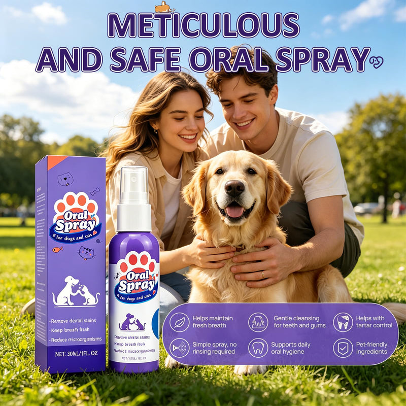 Wanban Pet Oral Spray, Teeth Cleaning Spray for Dogs and Cats, Pet Breath Freshener and Teeth Cleaning Sprays, No Brushing, 30ml Each (2pcs)