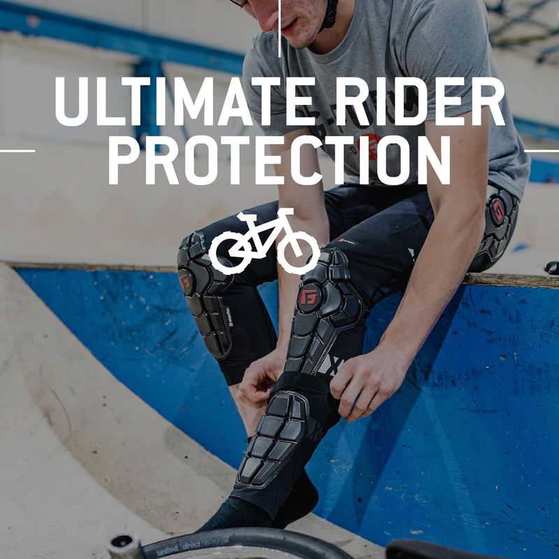 G-Form Pro-X3 Shin Guards - Breathable Padded Shin Guard Sleeve - Flexible Shin Guards for Mountain Biking & Riding - Comfortable Protective Gear for Athletes Small/Medium Triple Matte Black - BeesActive Australia