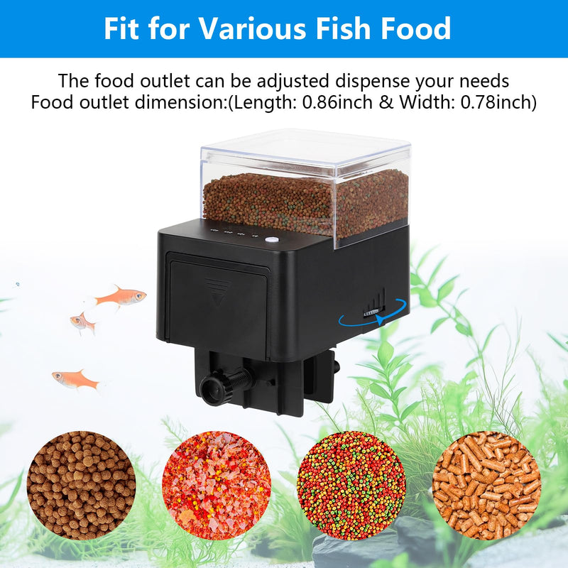 AQQA Automatic Fish Feeder, Intelligent Fish Feeder Auto Dispenser for Aquarium Tank with Adjustable Food Outlet, 250ml Large Capacity, Timer Fish Food Vacation Feeder for Weekend or Business Trip - BeesActive Australia